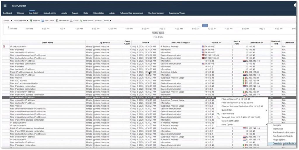 Anomalien in der OT an das IBM QRadar SIEM