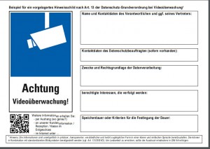 ULD: Beispiel für vorgelagertes Hinweisschild n. Art. 13 DSGVO b. Videoüberwachung